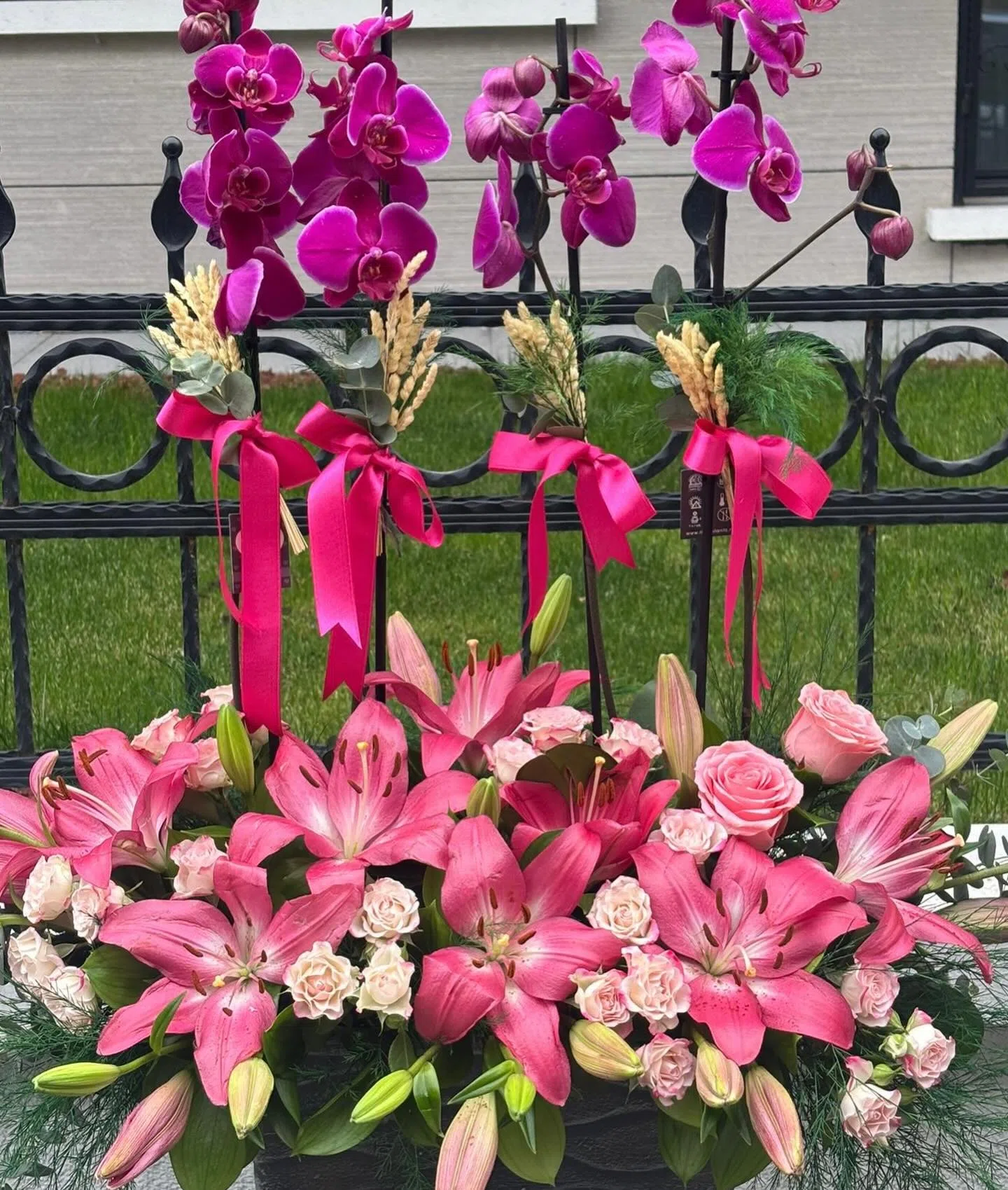 Fuşya Orkide ve Pembe Lilyum Premium Aranjman